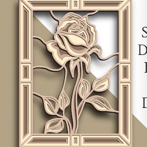 3D Rose multilayer SVG/ Rose cut file/ 3D layer/ Plywood cutting/ Paper cutting/ SVG file/ 3D mandala plywood