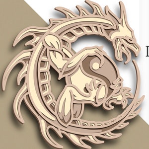 Dragon multilayer SVG/ Dragon cut file/ 3D layer/ Plywood cutting/ Paper cutting/ SVG file/ 3D mandala plywood