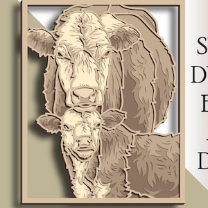 3D Cow multilayer SVG/ Cow cut file/ 3D layer/ Plywood cutting/ Paper cutting/ SVG file/ 3D mandala plywood