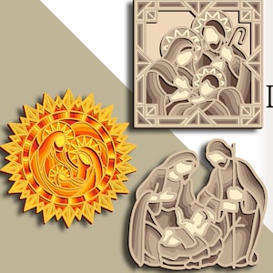 3D Nativity bundle multilayer Svg/ Nativity bundle cut file/ 3D layer/ Plywood cutting/ Paper cutting/ Svg file/ 3D mandala plywood