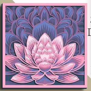 File di taglio Lotus multistrato 3D SVG/File di taglio Lotus/Livello 3D/Taglio compensato/Taglio carta/File SVG/Mandala 3D in compensato