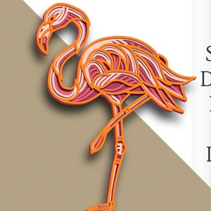 Flamingo multilayer SVG/ Flamingo cut file/ 3D layer/ Plywood cutting/ Paper cutting/ SVG file/ 3D mandala plywood