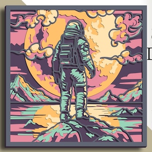 File di taglio Astronauta 3D multistrato SVG/ File di taglio Astronauta Zentangle/ Livello 3D/ Taglio compensato/ Taglio carta/ File SVG/ Compensato mandala 3D