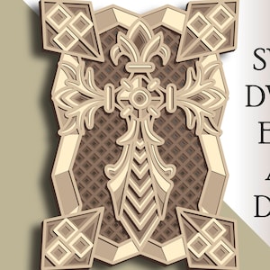 3D Cross multilayer SVG/ Cross cut file/ 3D layer/ Plywood cutting/ Paper cutting/ SVG file/ 3D mandala plywood