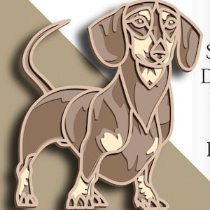 3D Dachshund multilayer Dog svg/ Dachshund cut file/ 3D layer/ Plywood cutting/ Paper cutting/ SVG file/ 3D mandala plywood