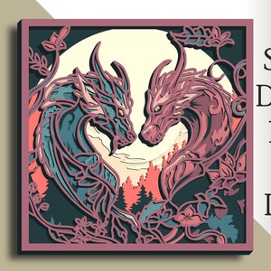 Dragon multilayer SVG/ Dragon cut file/ 3D layer/ Plywood cutting/ Paper cutting/ SVG file/ 3D mandala plywood