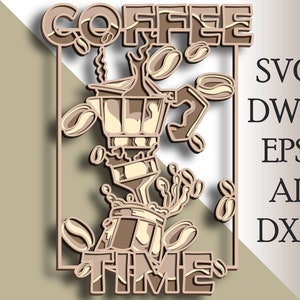 File di taglio caffè multistrato 3D SVG/File di taglio caffè/Strato 3D/Taglio compensato/Taglio carta/File SVG/Mandula 3D in compensato