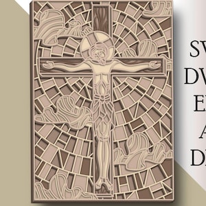 Crucifixion jesus multilayer SVG/ Crucifixion jesus cut file/ 3D layer/ Plywood cutting/ Paper cutting/ SVG file/ 3D mandala plywood