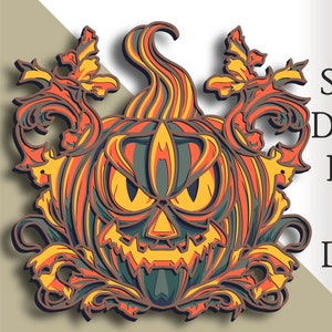 Zucca 3D multistrato SVG/ File di taglio zucca/ Strato 3D/ Taglio compensato/ Taglio carta/ File SVG/ Compensato mandala 3D