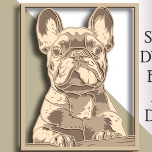 3D Franse bulldog meerlagige SVG/Franse bulldog gesneden bestand/3D-laag/ multiplex snijden/papier snijden/SVG-bestand/3D-mandala multiplex