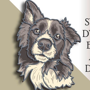 File di taglio Border Collie 3D multistrato SVG/ File di taglio Border Collie/ Strato 3D/ Taglio compensato/ Taglio carta/ File SVG/ Compensato mandala 3D