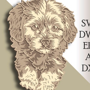 Svg Goldendoodle chien multicouche 3D/ Fichier de coupe Goldendoodle/ couche 3D/ Découpe de contreplaqué/ Découpe de papier/ Fichier SVG/ Contreplaqué de mandala 3D