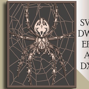 Spinne 3D SVG, Spinne Schnittmuster, 3D Datei, Sperrholz schneiden, Papier schneiden, 3D Mandala Sperrholz