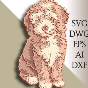 Goldendoodle 3D multicouche SVG/ Fichier de coupe Goldendoodle/ Couche 3D/ Découpe de contreplaqué/ Découpe de papier/ Fichier SVG/ Contreplaqué de mandala 3D