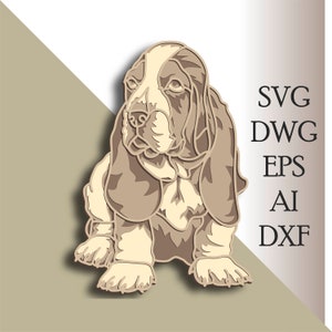 Basset Hound multilayer Dog svg/ Basset Hound cut file/ 3D layer/ Plywood cutting/ Paper cutting/ SVG file/ 3D mandala plywood