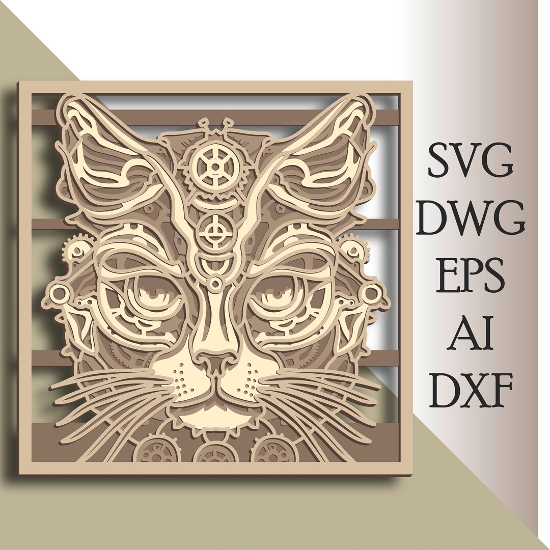 Cat Multilayer SVG/ Cat Cut File/ 3D Layer/ Plywood Cutting/ Paper ...