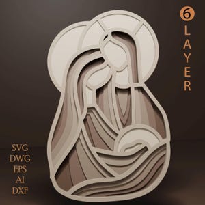 Natività 3D multistrato SVG/ File di taglio Natività/ Strato 3D/ Taglio compensato/ Taglio carta/ File SVG/ Compensato mandala 3D