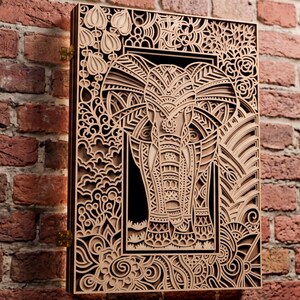 Elephant multilayer SVG. Laser cut file. Layer construction. Plywood cutting. CNC. Mandala plywood
