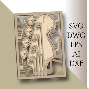 Gitaar meerlaags SVG/gitaar gesneden bestand/3D-laag/multiplex snijden/papier snijden/SVG-bestand/3D-mandala multiplex