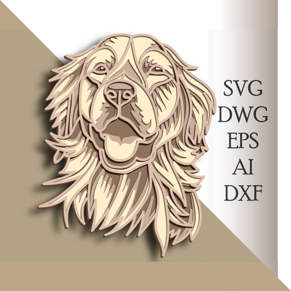 Golden Retriever multilayer SVG/ Golden Retriever cut file/ 3D layer/ Plywood cutting/ Paper cutting/ SVG file/ 3D mandala plywood