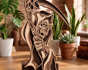Sugar Skull multilayer SVG. Laser cut file. Layer construction. Plywood cutting. CNC. Mandala plywood