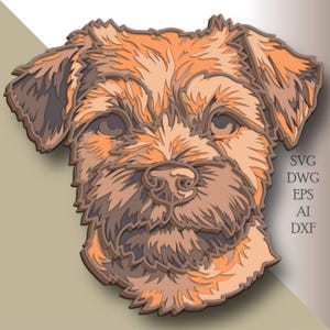 Border Terrier Hund svg/ Hund schnitt datei/ 3D Schicht/ Sperrholzschnitt/ Papierschnitt/ SVG-Datei/ 3D Mandala Sperrholz