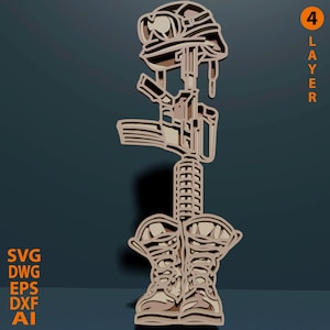 Army multilayer SVG. Laser cutting file. Layer construction. Plywood cut. CNC. Mandala