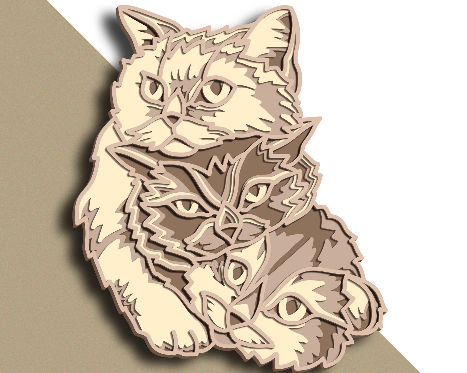 Cat Multilayer SVG/ Cat Cut File/ 3D Layer/ Plywood Cutting/ - Etsy