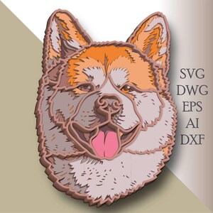 Akita multilayer Hund svg/ Hund Schnittdatei/ 3D Schicht/ Sperrholzausschnitt/ Papierschnitt/ SVG-Datei / 3D Mandala Sperrholz