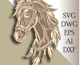 Horse multilayer SVG/ Horse cut file/ 3D layer/ Plywood cutting/ Paper cutting/ SVG file/ 3D mandala plywood
