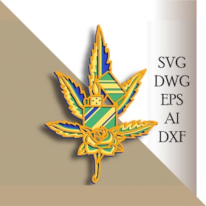 Marijuana multilayer SVG/ Marijuana cut file/ 3D layer/ Plywood cutting/ Paper cutting/ SVG file/ 3D mandala plywood