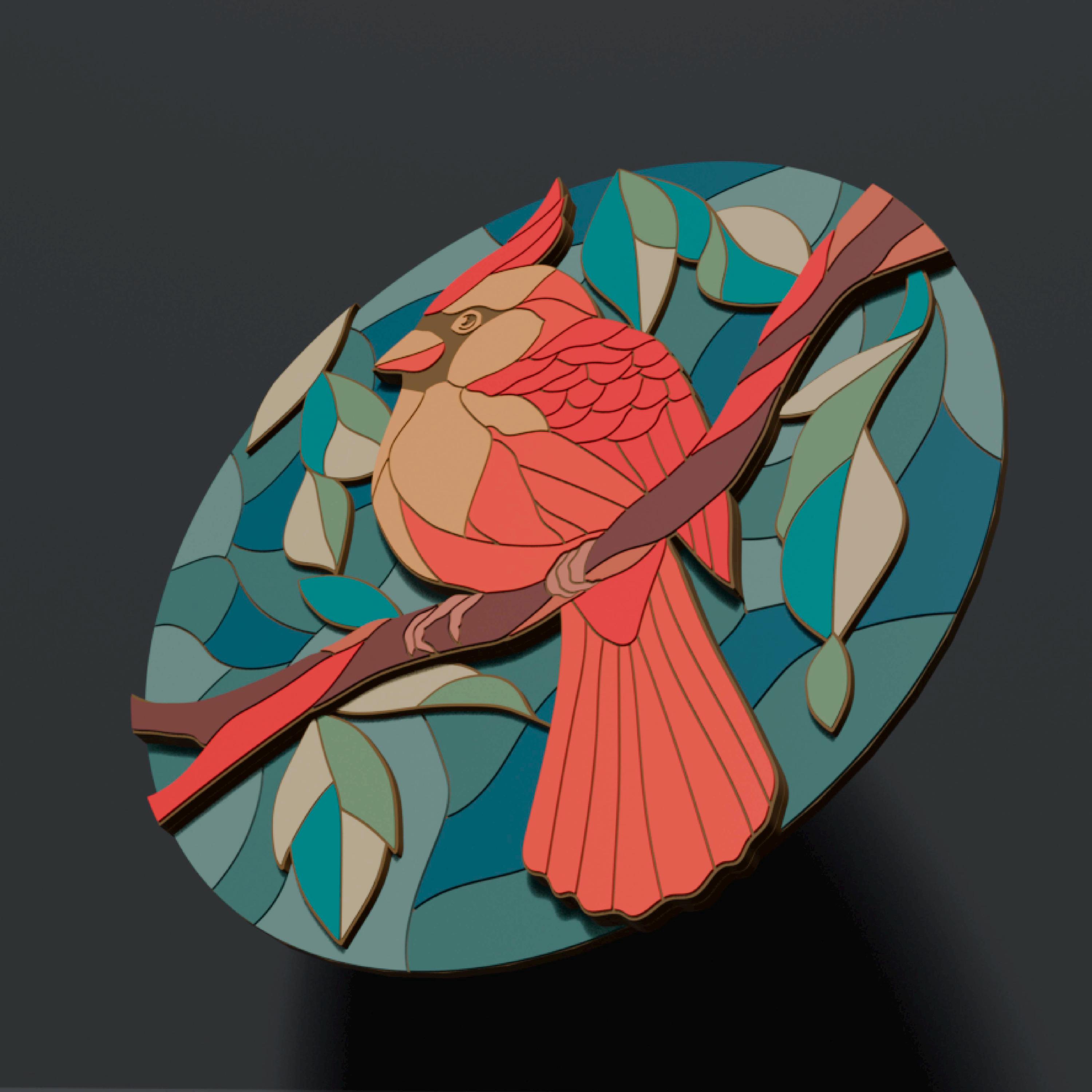 Cardinal Cut File Multilayer Cardinal SVG. Laser Cut File. Layer Construction. Plywood ...