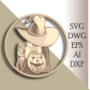 Witch 3D Multilayer SVG/ Witch Mandala cut file/ 3D layer/ Plywood cutting/ Paper cutting/ SVG file/ 3D mandala plywood