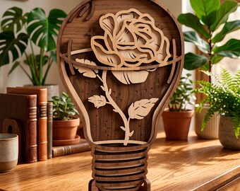 Rose multilayer SVG. Laser cut file. Layer construction. Plywood cutting. CNC. Mandala plywood