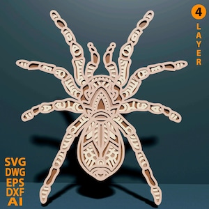 Spin meerlaagse SVG. Lasergesneden bestand. Laagconstructie. Multiplex snijden. CNC-gestuurd. Mandalatriplex