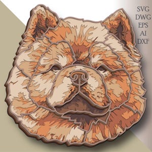 Chow Chow CNC/ Chien SVG/ Sculpture laser 3D/ Décoration en bois/ Modèle 3D en couches/ Modèle découpé au laser/ Fichier DXF
