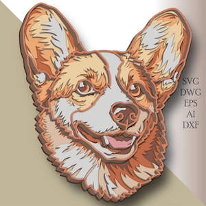 Corgis CNC/ Hund SVG/ 3D Laser Carving/ Holz Dekor/ 3D Modell/ Laserschnitt Modell/ DXF Datei