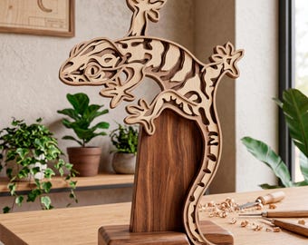 Lizard multilayer SVG. Laser cut file. Layer construction. Plywood cutting. CNC. Mandala