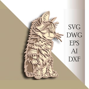 Cat multilayer SVG/ Cat cut file/ 3D layer/ Plywood cutting/ Paper cutting/ SVG file/ 3D mandala plywood