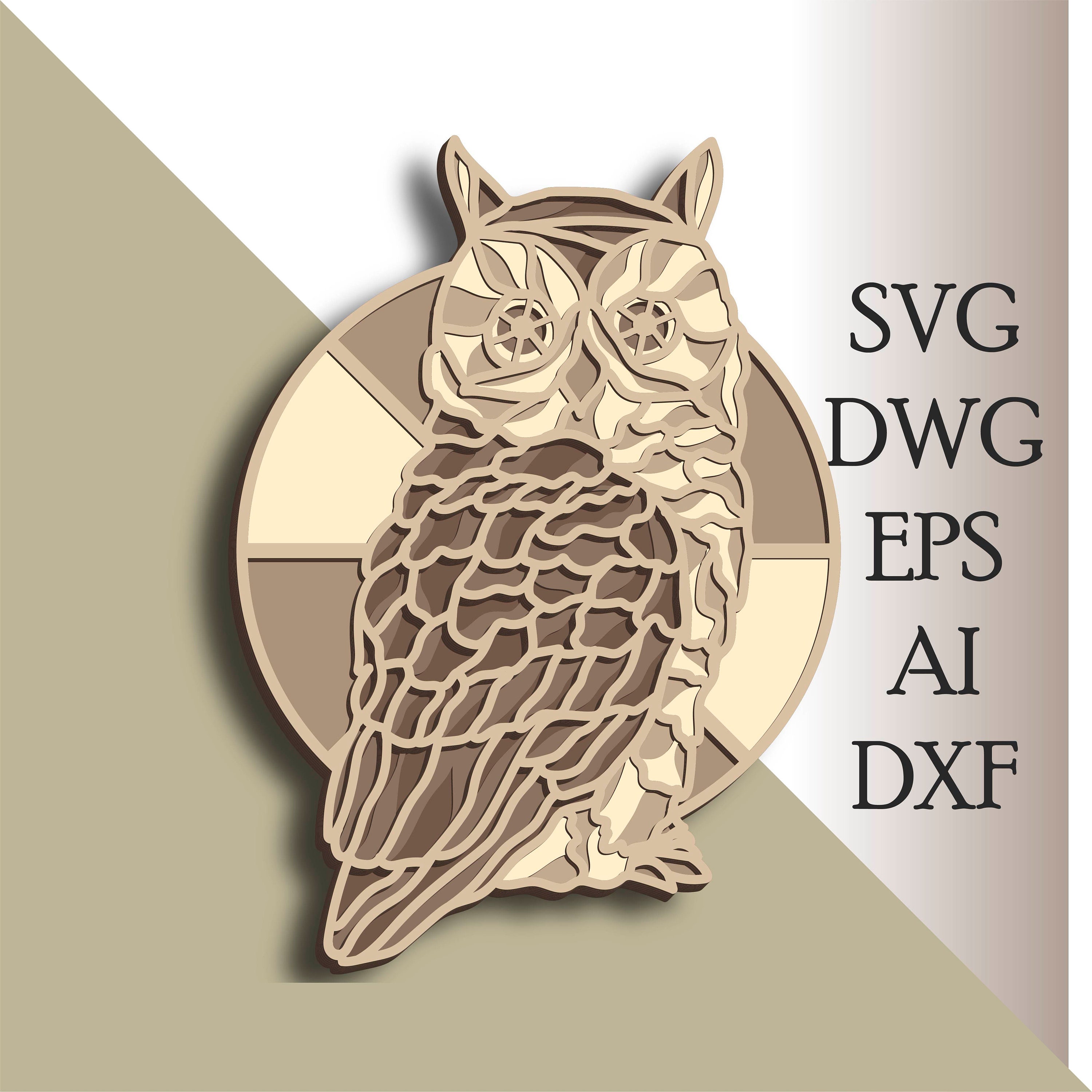 3D Owl multilayer SVG/ Owl cut file/ 3D layer/ Plywood cutting/ Paper cutting/ SVG file/ 3D mandala 