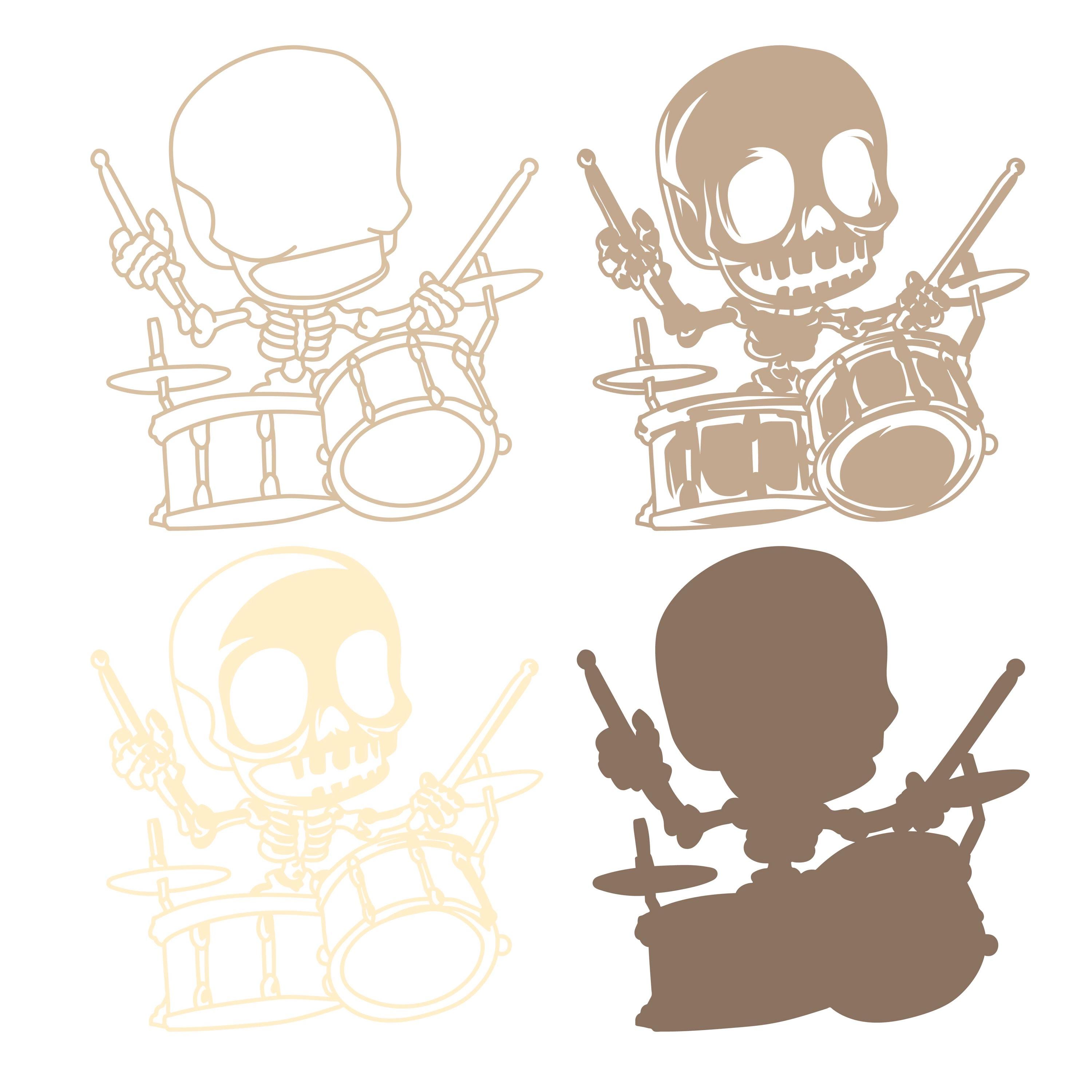 Skeleton Multilayer SVG. Laser Cut File. Layer Drummer Construction ...