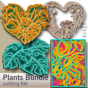 Plants Bundles multilayer Svg/ Plants Bundles laser cut file/ 3D layer/ Plywood cutting/ Paper cutting/ Svg file/ 3D mandala plywood