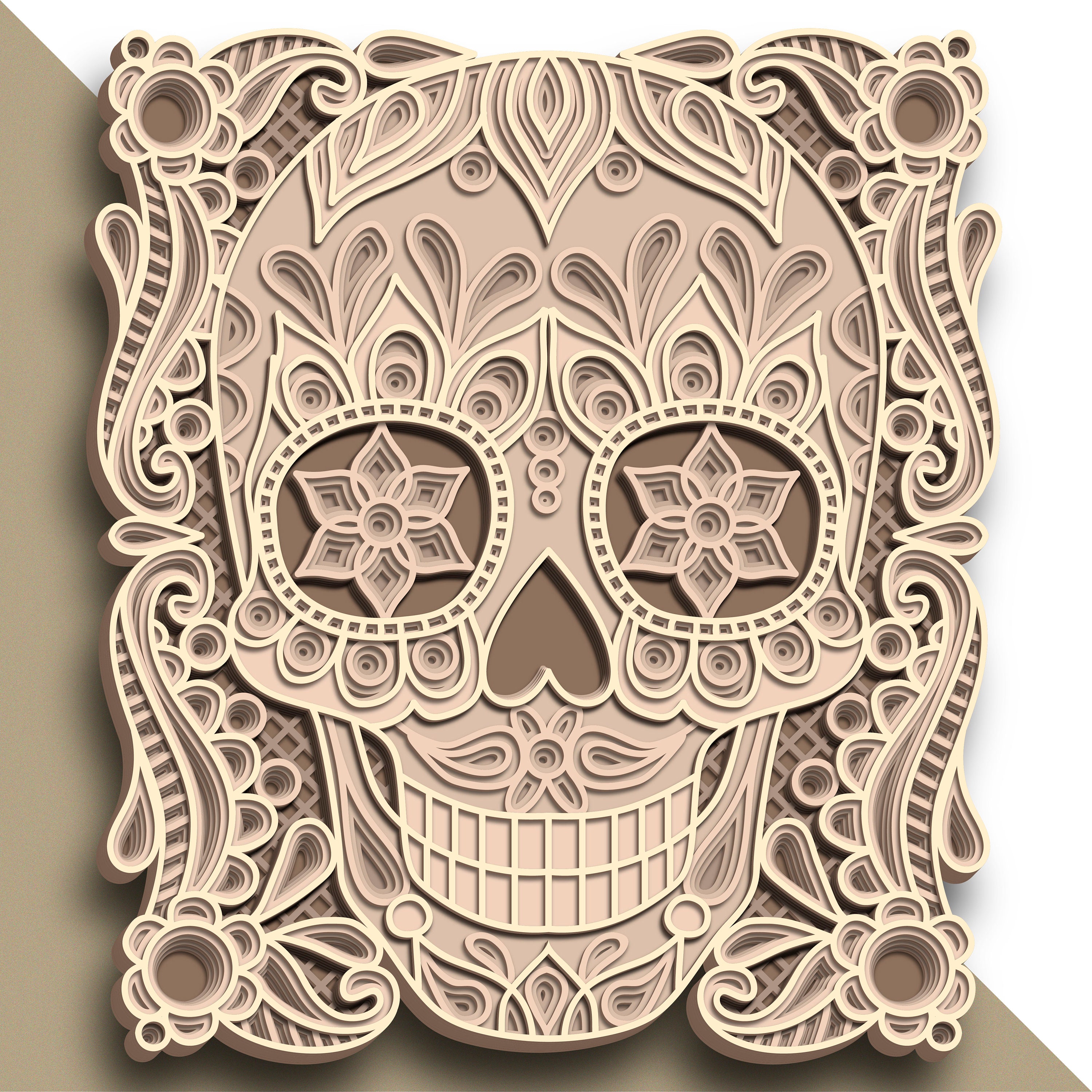 Sugar Skull multilayer SVG/ Skull Mandala cut file/ 3D layer/ | Etsy