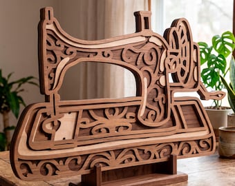 Sewing Machine multilayer SVG. Laser cut file. Layer construction. Plywood cutting. CNC. Mandala plywood