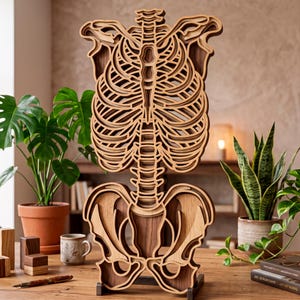 Skeleton multilayer SVG. Laser cut file. Layer construction. Plywood cutting. CNC. Mandala plywood