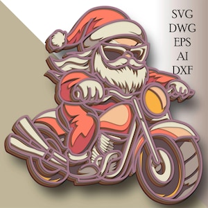 Santa Multilayer SVG/ Santa laser cut file/ 3D layer/ Plywood cutting/ Paper cutting/ SVG file/ 3D mandala plywood