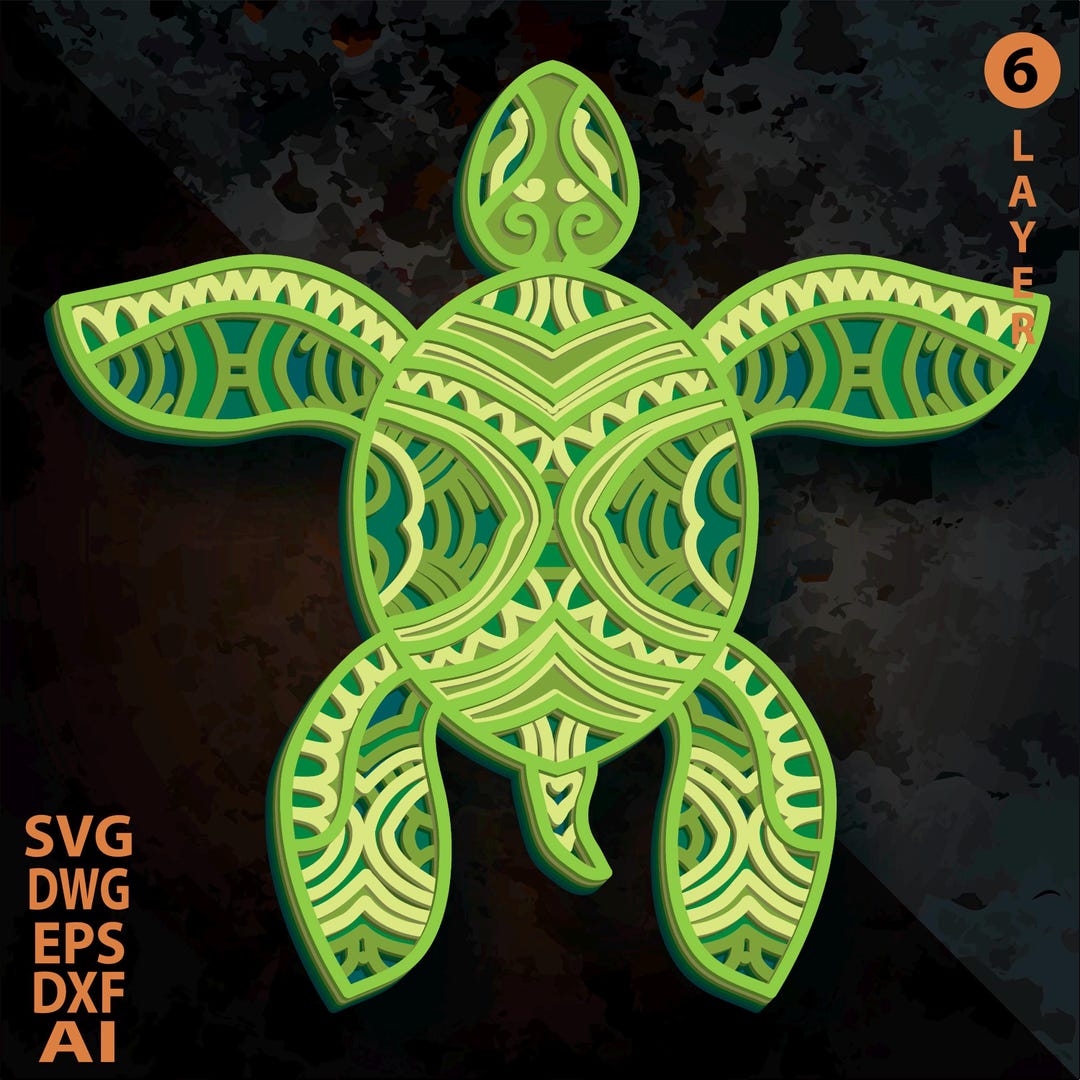 Turtle Multilayer SVG. Laser Cut File. Layer Construction. Plywood ...