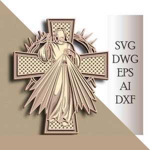 Divine Mercy multilayer SVG/ Divine Mercy cut file/ 3D layer/ Plywood cutting/ Paper cutting/ SVG file/ 3D mandala plywood