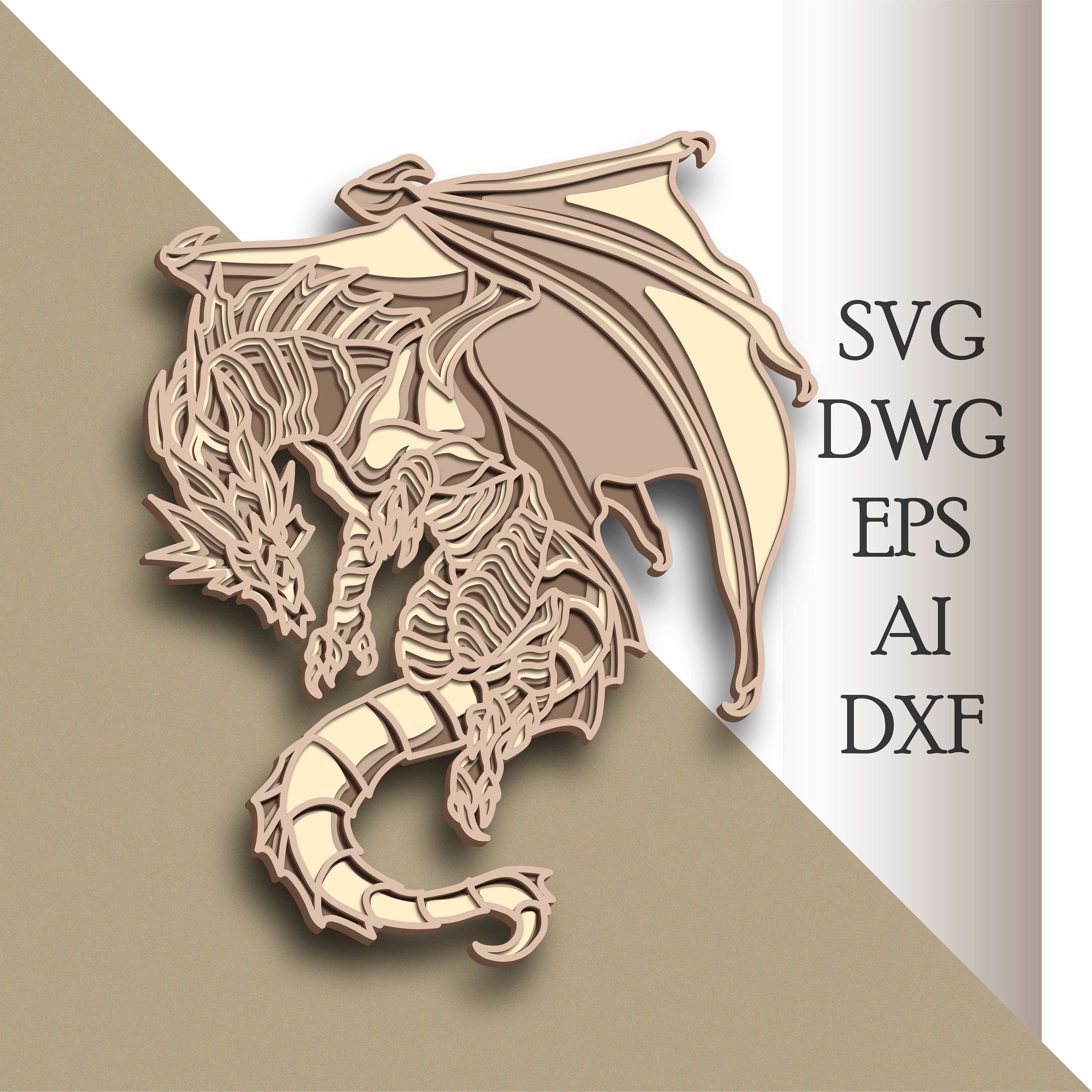Download Dragon multilayer SVG/ Dragon cut file/ 3D layer/ Plywood | Etsy