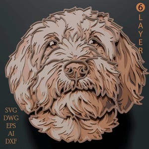 Cane Goldendoodle multistrato 3D in formato SVG/File di taglio Goldendoodle/Livello 3D/Taglio del compensato/Taglio della carta/File SVG/Mandula 3D in compensato